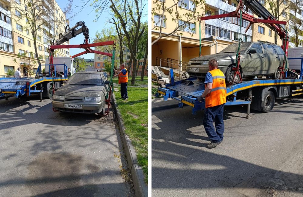 Эвакуация автохлама в Бресте работниками ДЭП.
