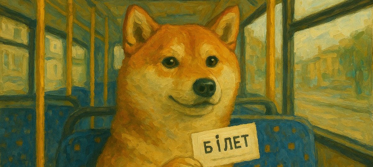 сібу-іну ў аўтобусе з квітком