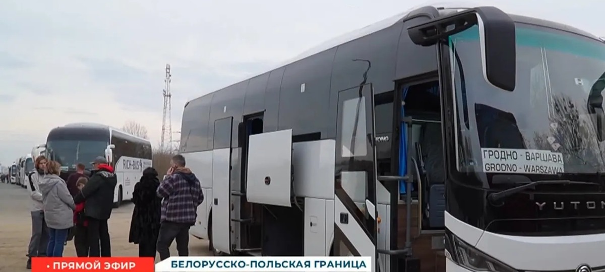 Очереди на границе Беларуси с Польшей в ноябре 2025 года. Скриншот видео