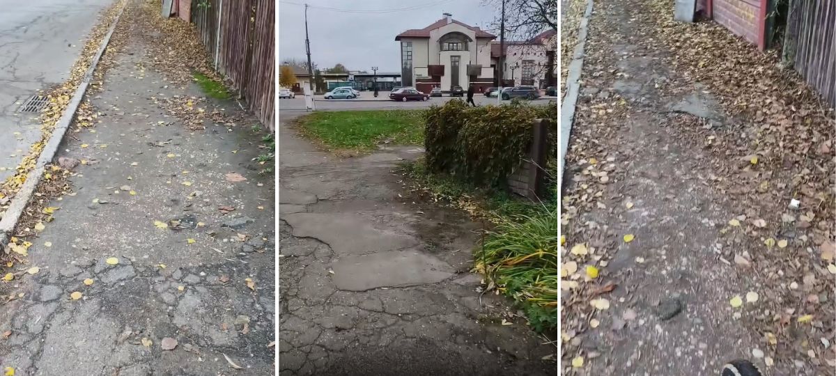 Тротуар на улице Черняховского в Пинске. Коллаж BGmedia